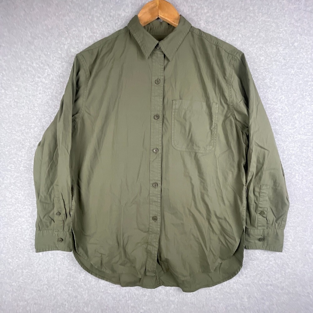 Outerknown Shirt Mens Small Green Organic Cotton Long Sleeve Button Up Pocket